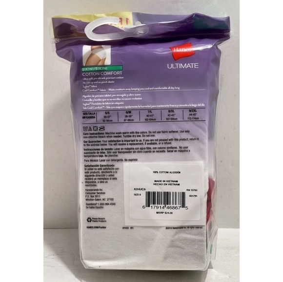 Hanes Cotton Bikini Underwear 6 Pack - Picture 3 of 4